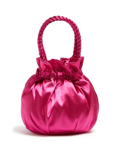 Grace Satin Clutch Bag In Pink