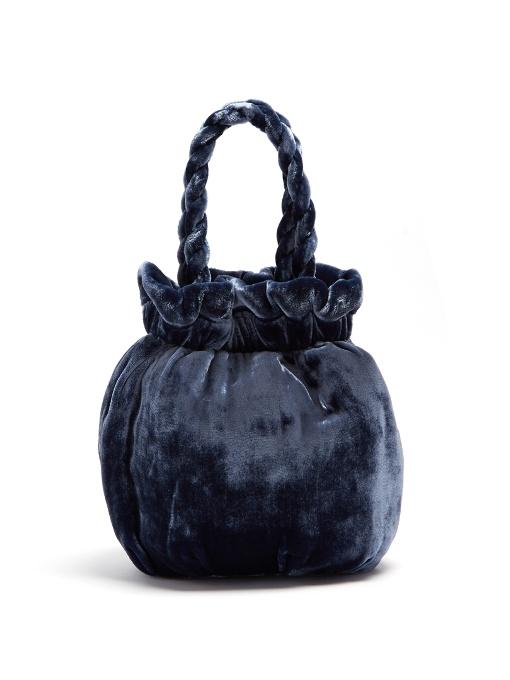 navy velvet evening bag