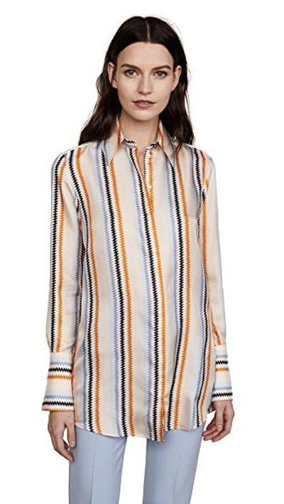 Shop Victoria Victoria Beckham Fluid Shirt In Zigzag Stripe
