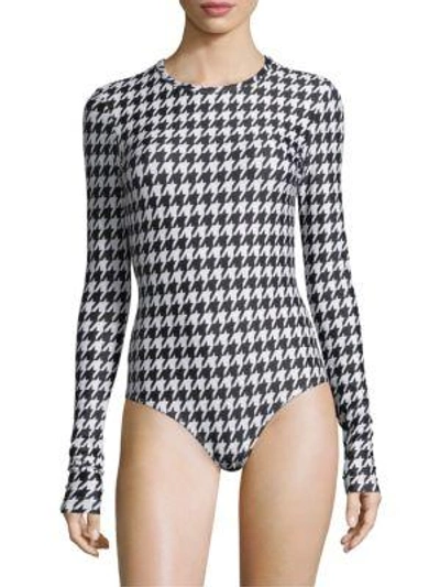Shop Cover Long Sleeve Houndstooth Swimsuit
