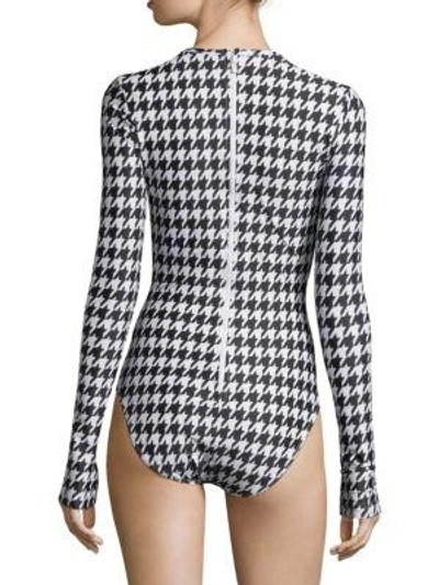 Shop Cover Long Sleeve Houndstooth Swimsuit