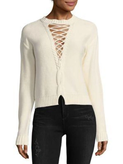 Shop Bec & Bridge Jessie James Lace-up Sweater In Ivory