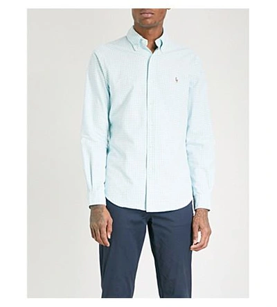 Shop Polo Ralph Lauren Checked Slim-fit Cotton Shirt In Bayside Grn/wht