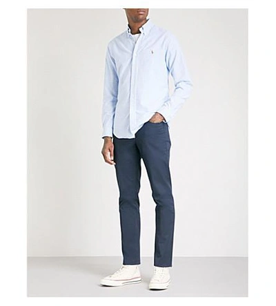 Shop Polo Ralph Lauren Checked Slim-fit Cotton Shirt In Sterling Blu/wht