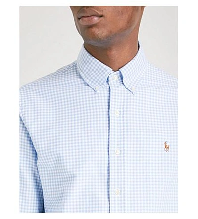 Shop Polo Ralph Lauren Checked Slim-fit Cotton Shirt In Sterling Blu/wht