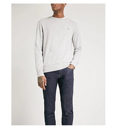 Shop Polo Ralph Lauren Double-knit Cotton Sweater In Andover Heather