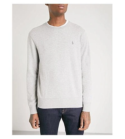 Shop Polo Ralph Lauren Double-knit Cotton Sweater In Andover Heather