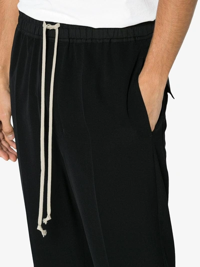 Shop Rick Owens Black Drawstring Cropped Trousers
