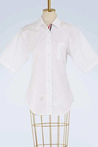 Shop Thom Browne Poplin Polo Shirt In White