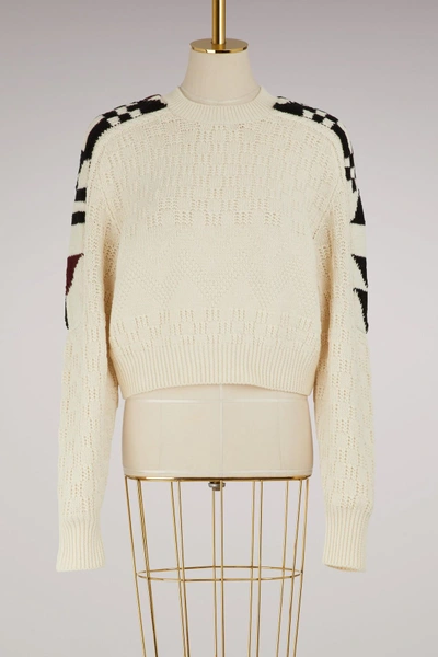 Shop Isabel Marant Laytonn Cotton And Wool Sweater In Écru