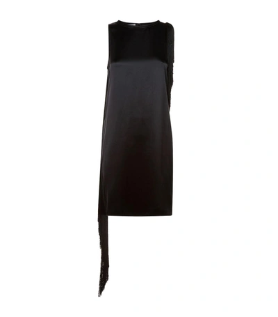 Shop Helmut Lang Silk Fringe Mini Dress In Black