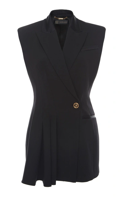 Shop Versace Pleated Vest In Black