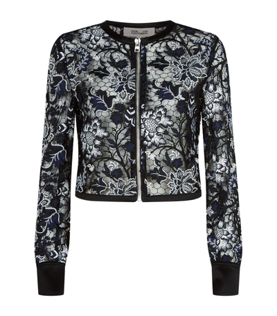 Shop Diane Von Furstenberg Floral Lace Jacket In Black