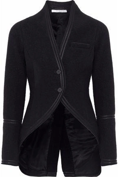 Shop Givenchy Woman Satin-trimmed Wool Jacket Black