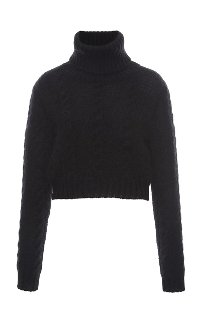 Shop Versace Cable Knit Top In Black