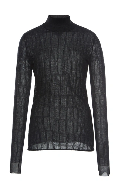 Shop Versace Knit Long Sleeve Top In Black