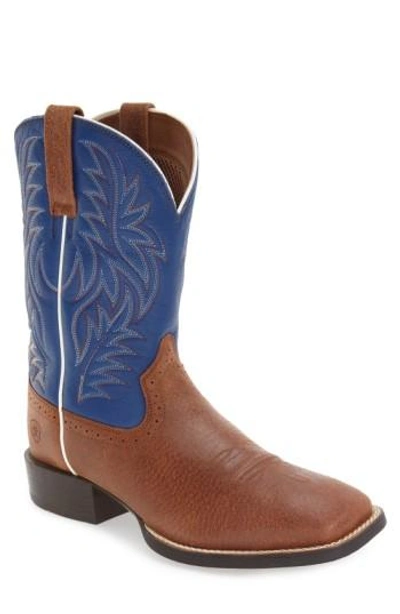 Shop Ariat 'sport Western' Cowboy Boot In Red Angus Brown Leather