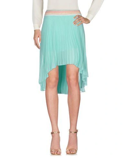Shop Pinko Woman Mini Skirt Light Green Size 8 Polyester, Cotton, Elastane, Metallic Fiber