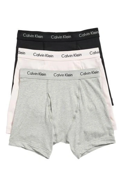 Shop Calvin Klein 3-pack Boxer Briefs In Black/ Grey/ Nymph Thigh