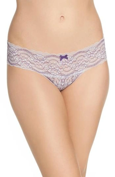 Shop Skarlett Blue 'obsessed' Lace Thong In Silver/ Black