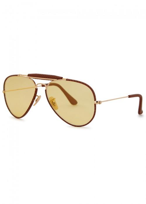 Ray Ban Aviator Leather-trimmed 