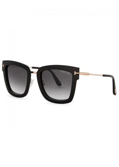 Shop Tom Ford Lara Black Wayfarer-style Sunglasses