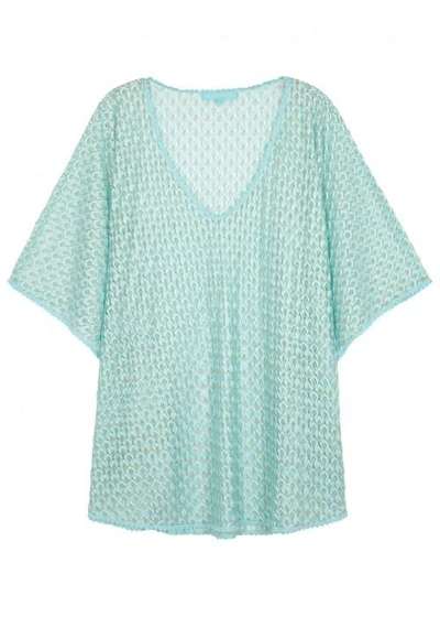 Shop Melissa Odabash Madison Turquoise Crochet-knit Dress
