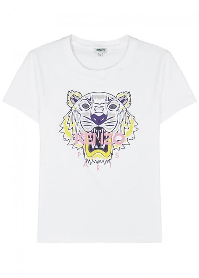 Shop Kenzo Tiger-print Cotton T-shirt In White