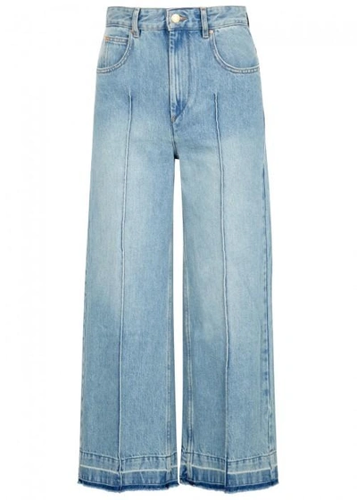 Shop Isabel Marant Étoile Cabrio Blue Cropped Flared Jeans In Denim