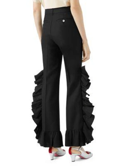 Shop Gucci Mohair Ruffle Pants In Black