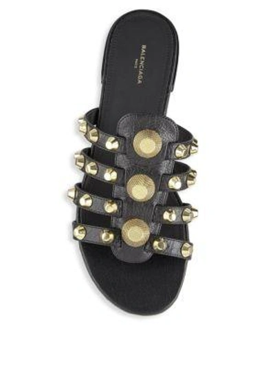 Shop Balenciaga Studded Leather Sandals In Noir