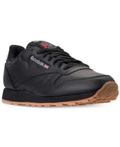 Shop Reebok Men's Classic Leather Casual Gum Kl Sneakers From Finish Line In Black/gum