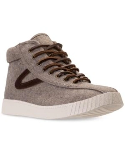 Shop Tretorn Men's Nylite Hi 4 Casual Sneakers From Finish Line In Taupe1 / Saddle