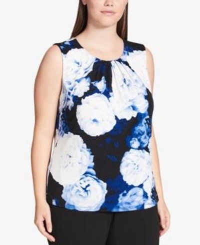 Shop Calvin Klein Plus Size Printed Matte Jersey Shell In Floral Multi