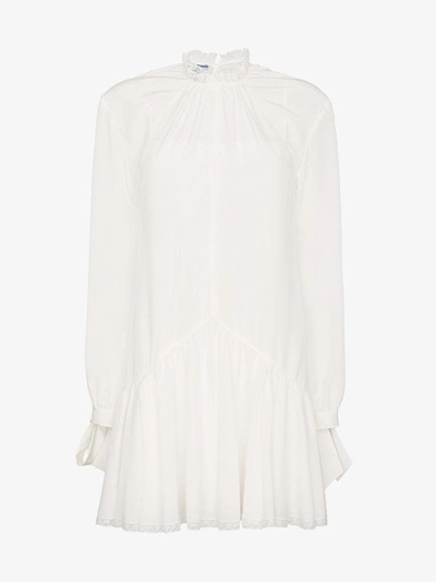 Shop Prada Silk Gethard Dress In White