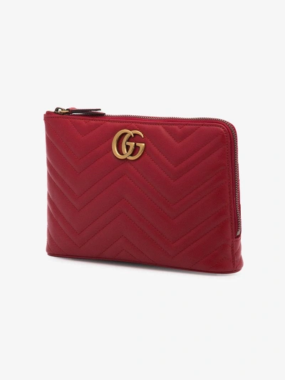 Shop Gucci Red Marmont 2.0 Leather Pouch