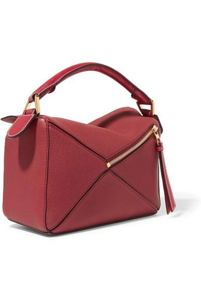 Shop Loewe Puzzle Small Textured-leather Shoulder Bag