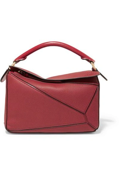 Shop Loewe Puzzle Small Textured-leather Shoulder Bag