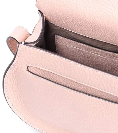 Shop Chloé Marcie Mini Leather Shoulder Bag In Beige