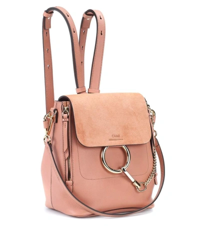 Shop Chloé Faye Leather And Suede Backpack In Pink