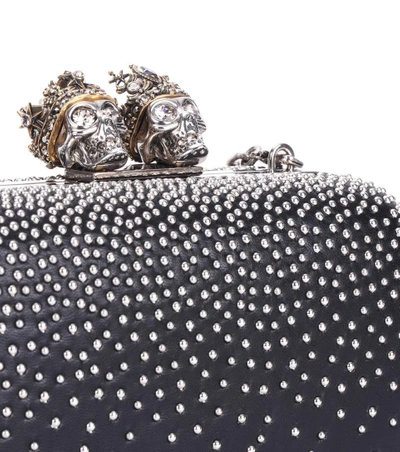 Shop Alexander Mcqueen Queen And King Studded Box Clutch In Black