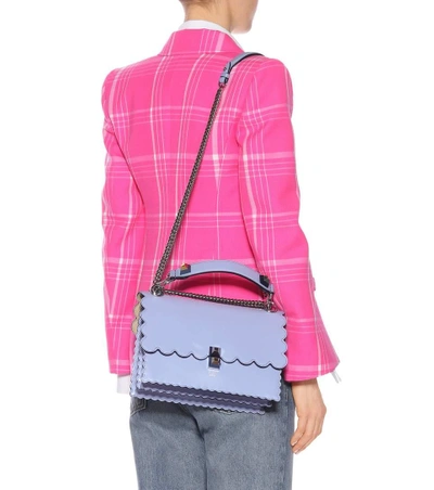 Shop Fendi Kan I Leather Shoulder Bag In Blue