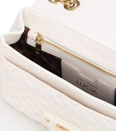 Shop Dolce & Gabbana Lucia Matelassé Leather Shoulder Bag In White