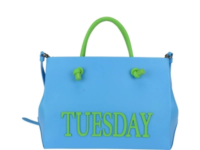 Shop Alberta Ferretti Rainbow Week Fluo Shopping Bag In Light Blue