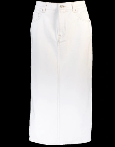 Shop Oscar De La Renta Denim Skirt In White