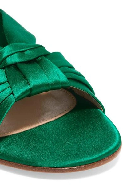 Shop Gianvito Rossi Knotted Satin Slides In Emerald