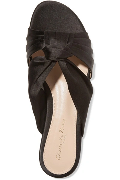 Shop Gianvito Rossi Knotted Satin Slides In Black