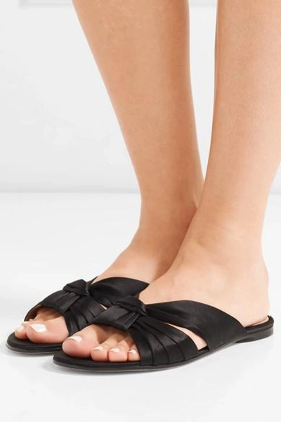 Shop Gianvito Rossi Knotted Satin Slides In Black