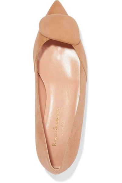 Shop Rupert Sanderson Aga Suede Point-toe Flats In Sand