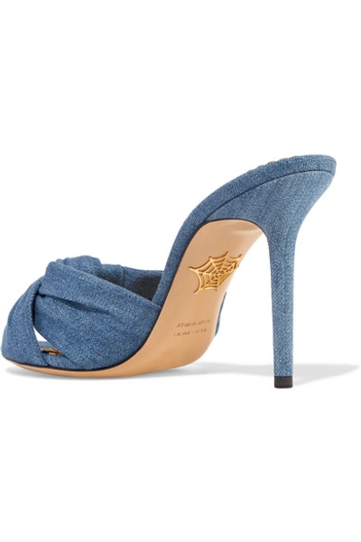 Shop Charlotte Olympia Lola Knotted Denim Mules In Light Denim